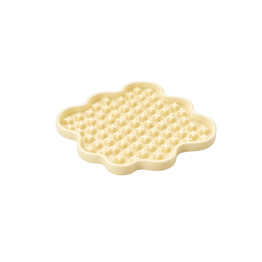 Bertiy Cream Silicone Flower-Shaped Lick Mat for Dogs & Cats