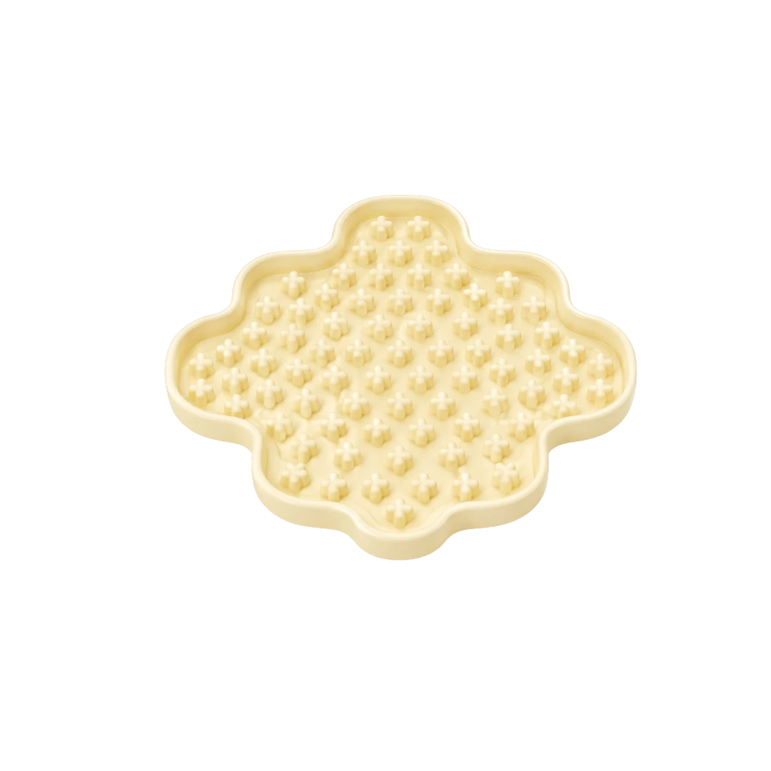 Bertiy Cream Silicone Flower-Shaped Lick Mat for Dogs & Cats