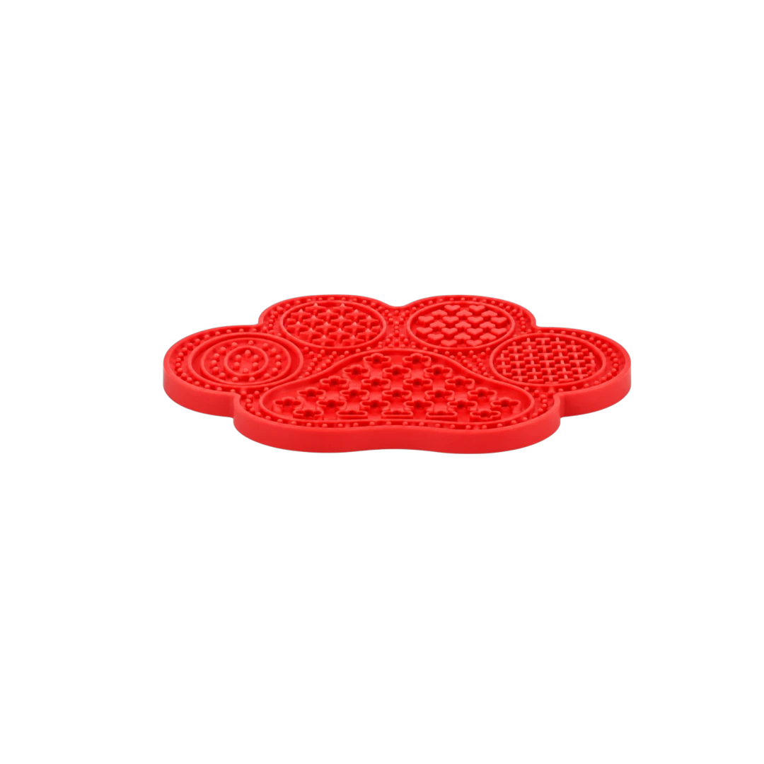 Bertiy Red Silicone Paw-Shaped Lick Mat for Dogs & Cats