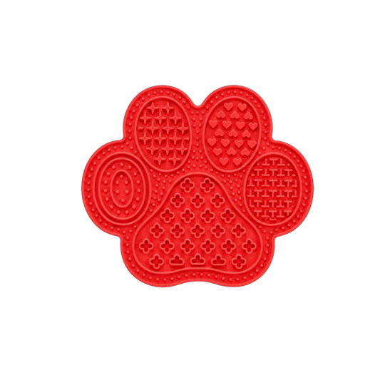 Bertiy Red Silicone Paw-Shaped Lick Mat for Dogs & Cats