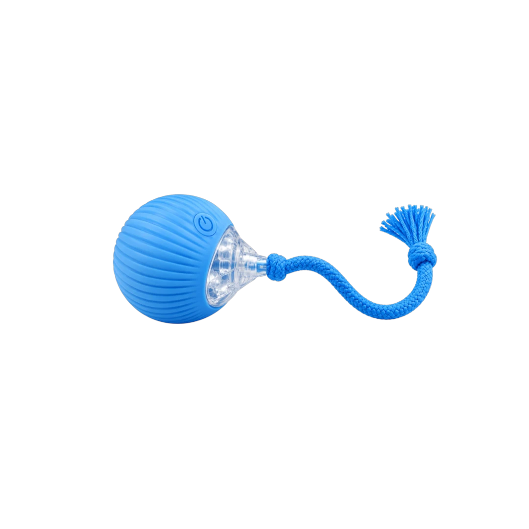 Bertiy Blue Light-Up Rope Ball Interactive Pet Toy for Dogs & Cats