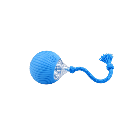 Bertiy Blue Light-Up Rope Ball Interactive Pet Toy for Dogs & Cats