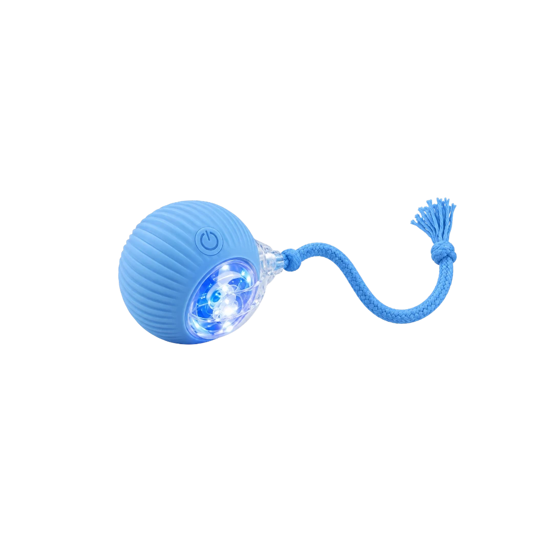 Bertiy Blue Light-Up Rope Ball Interactive Pet Toy for Dogs & Cats