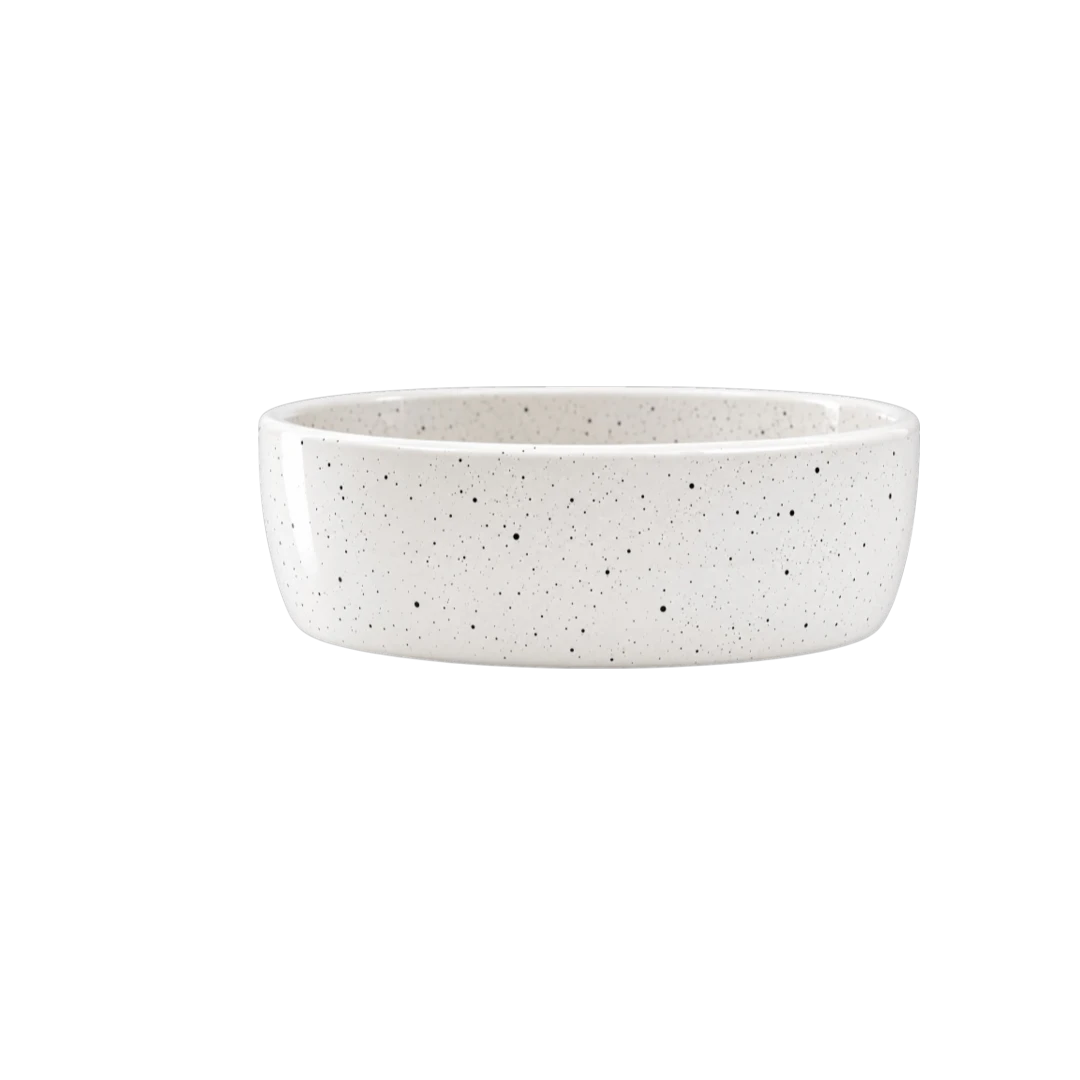 Bertiy Ceramic Pet Food Bowl – White Speckled Design