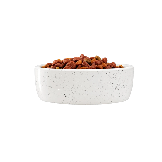 Bertiy Ceramic Pet Food Bowl – White Speckled Design
