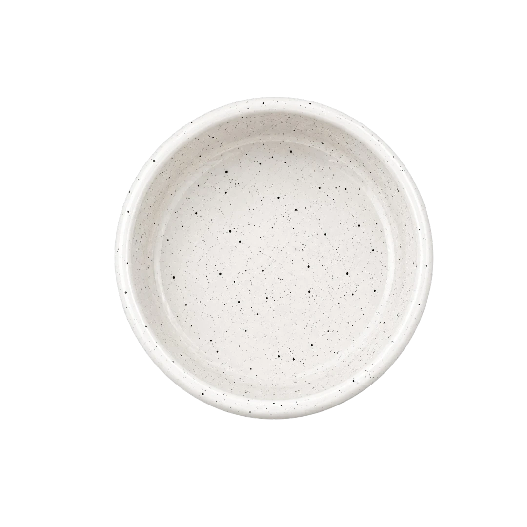 Bertiy Ceramic Pet Food Bowl – White Speckled Design
